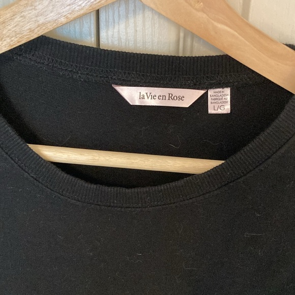 EUC La Vie En Rose black, long sleeve lounge tunic. Size large - Picture 2 of 5